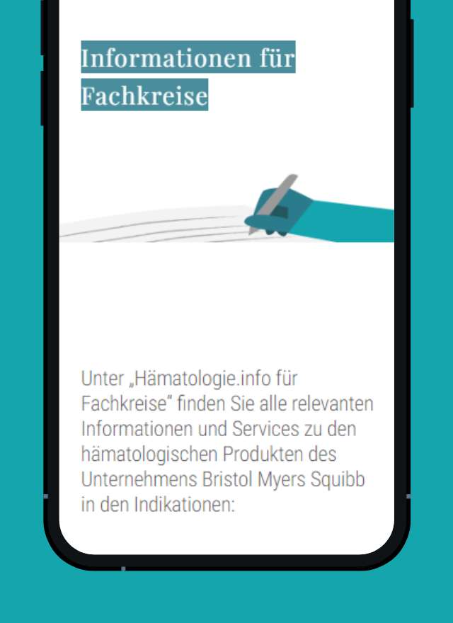 Abbildung eines Smartphonebildschirms: Informationen für Fachkreise