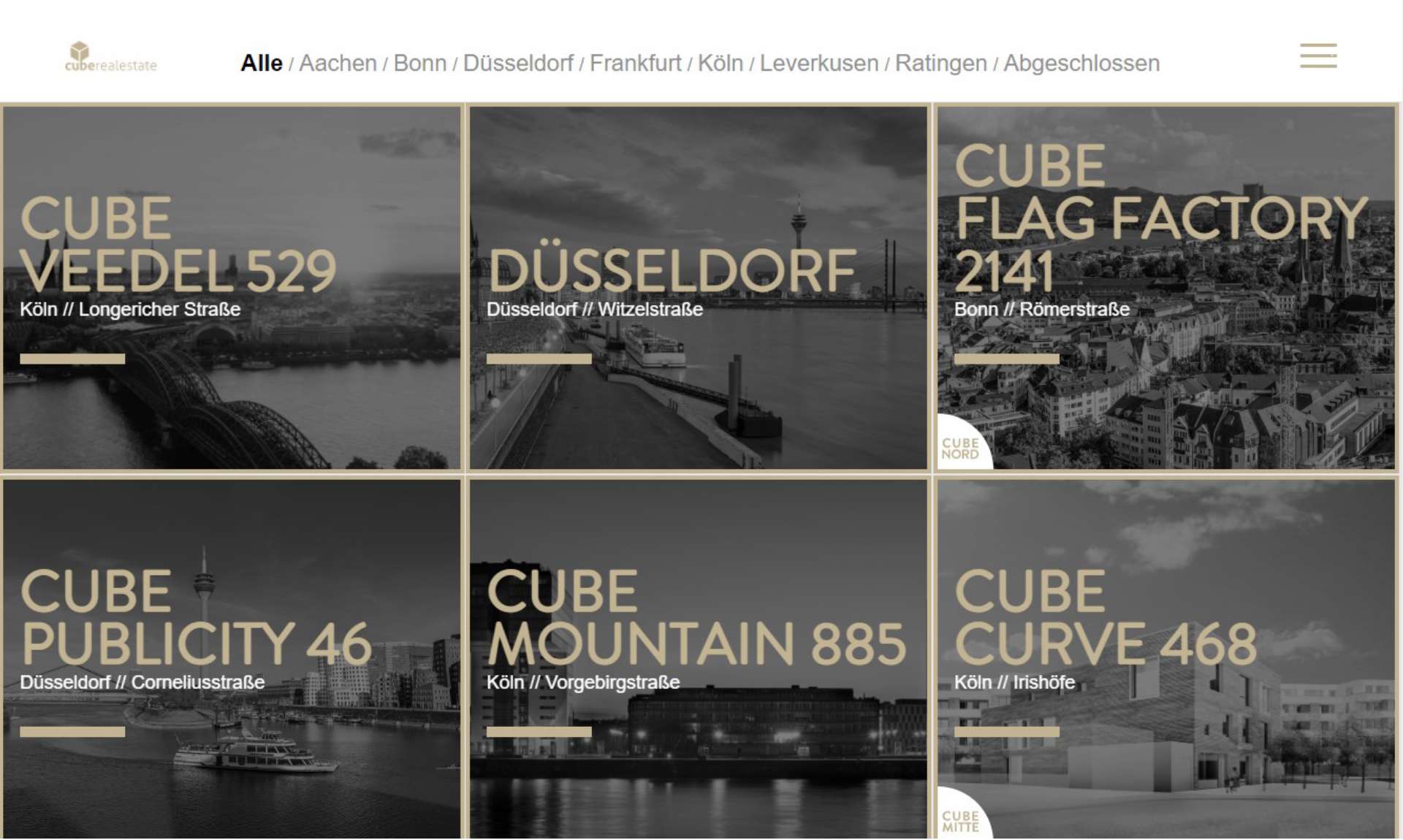 Desktop-Ansicht der Website von Club Real Estate