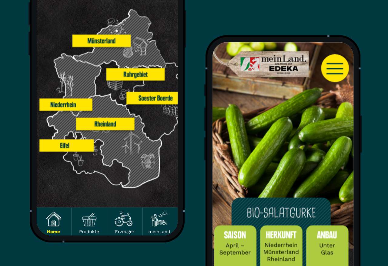 Bildschirmaufnahme der Website am Handy: Karte und Bio-Salatgurke