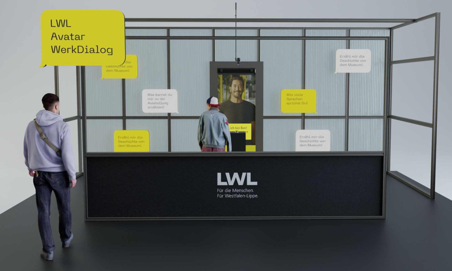 Visualisierung des LWL-Ausstellungsstands mit Avatarstele