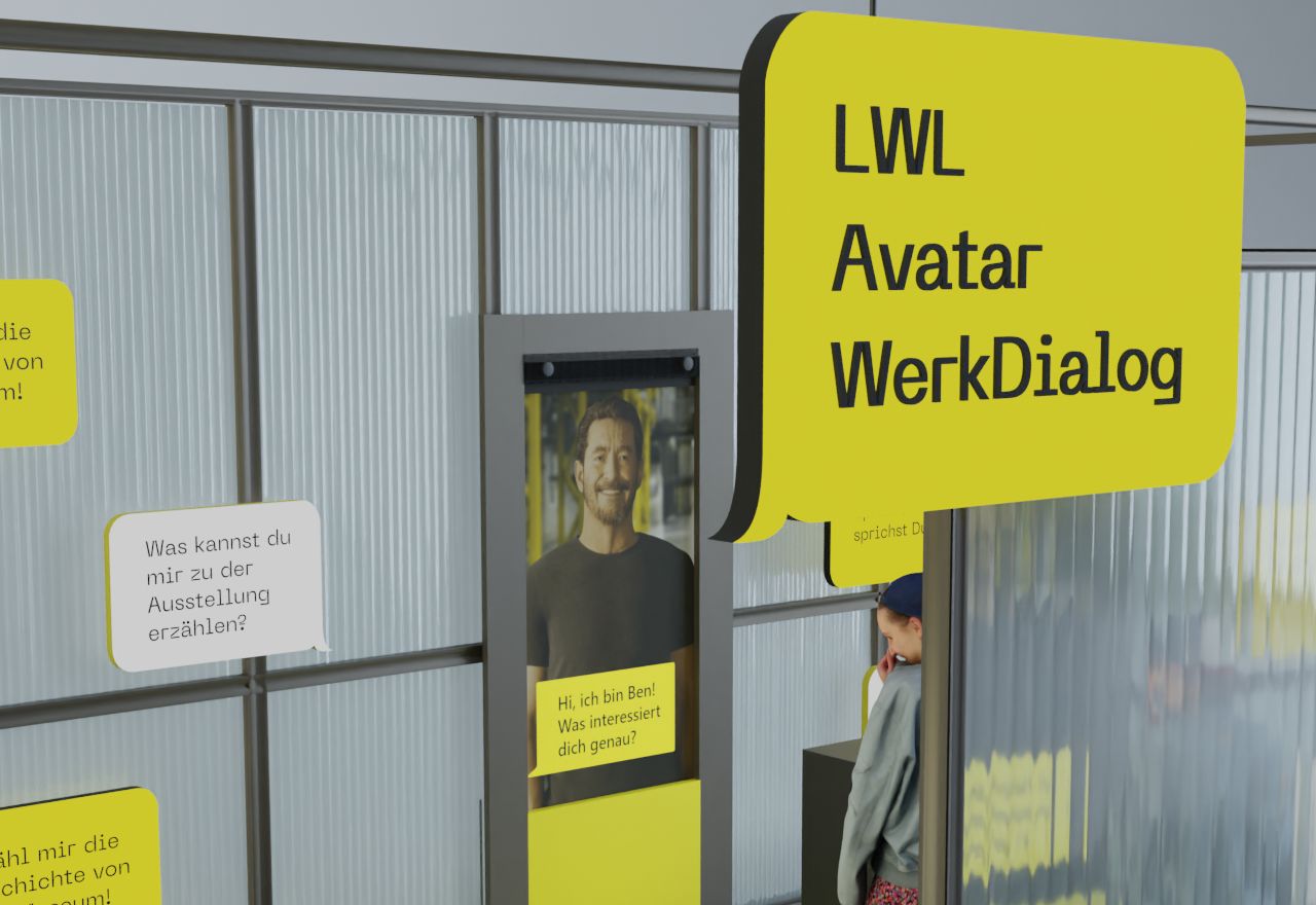 Die Station „LWL Avatar WerkDialog" in der Ausstellung