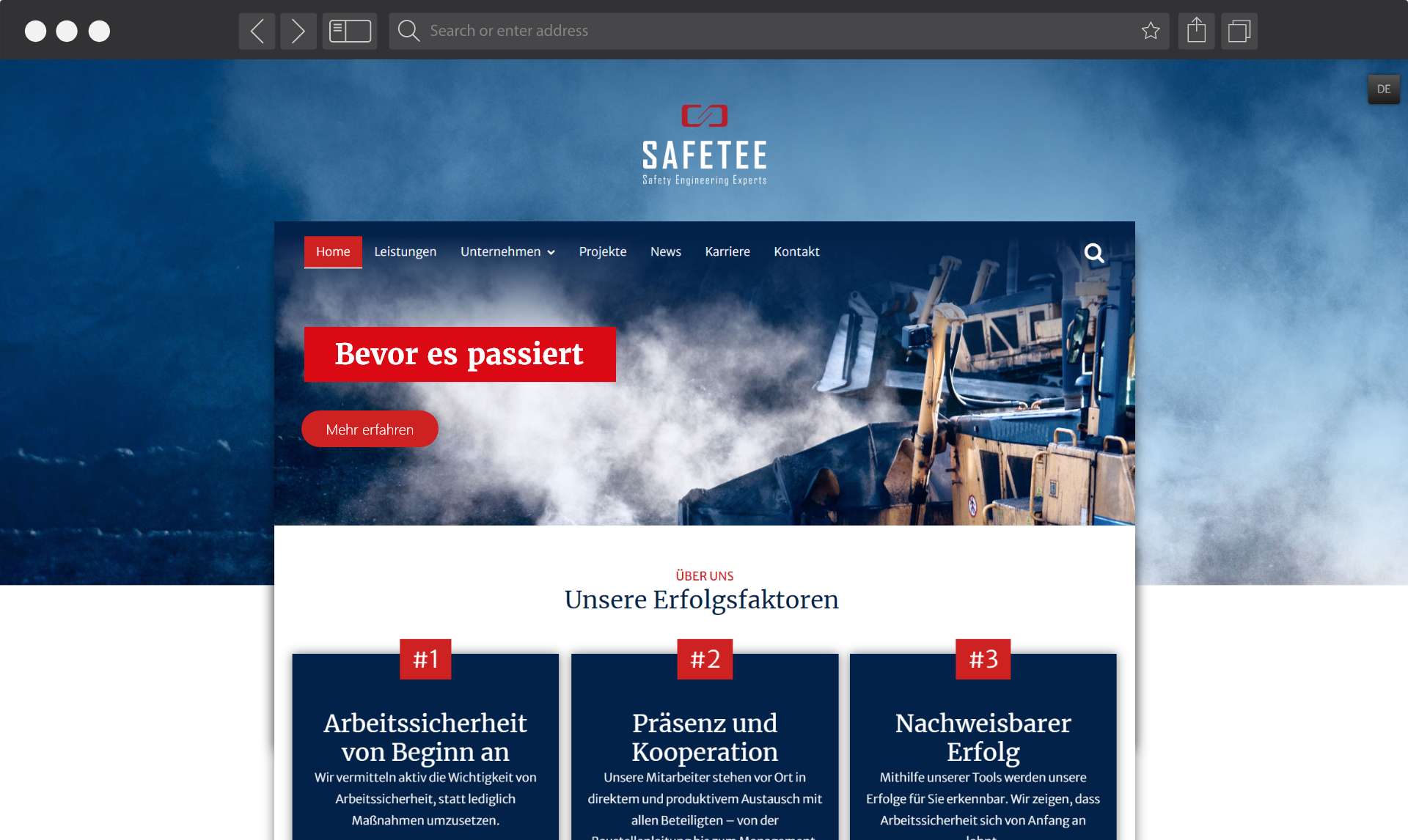 die-pro.de | Startseite Case Safetee Desktop Darstellung