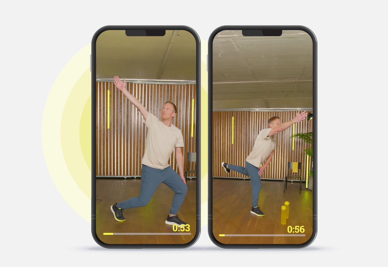 Zwei Smartphones mit Trainingsvideos der App