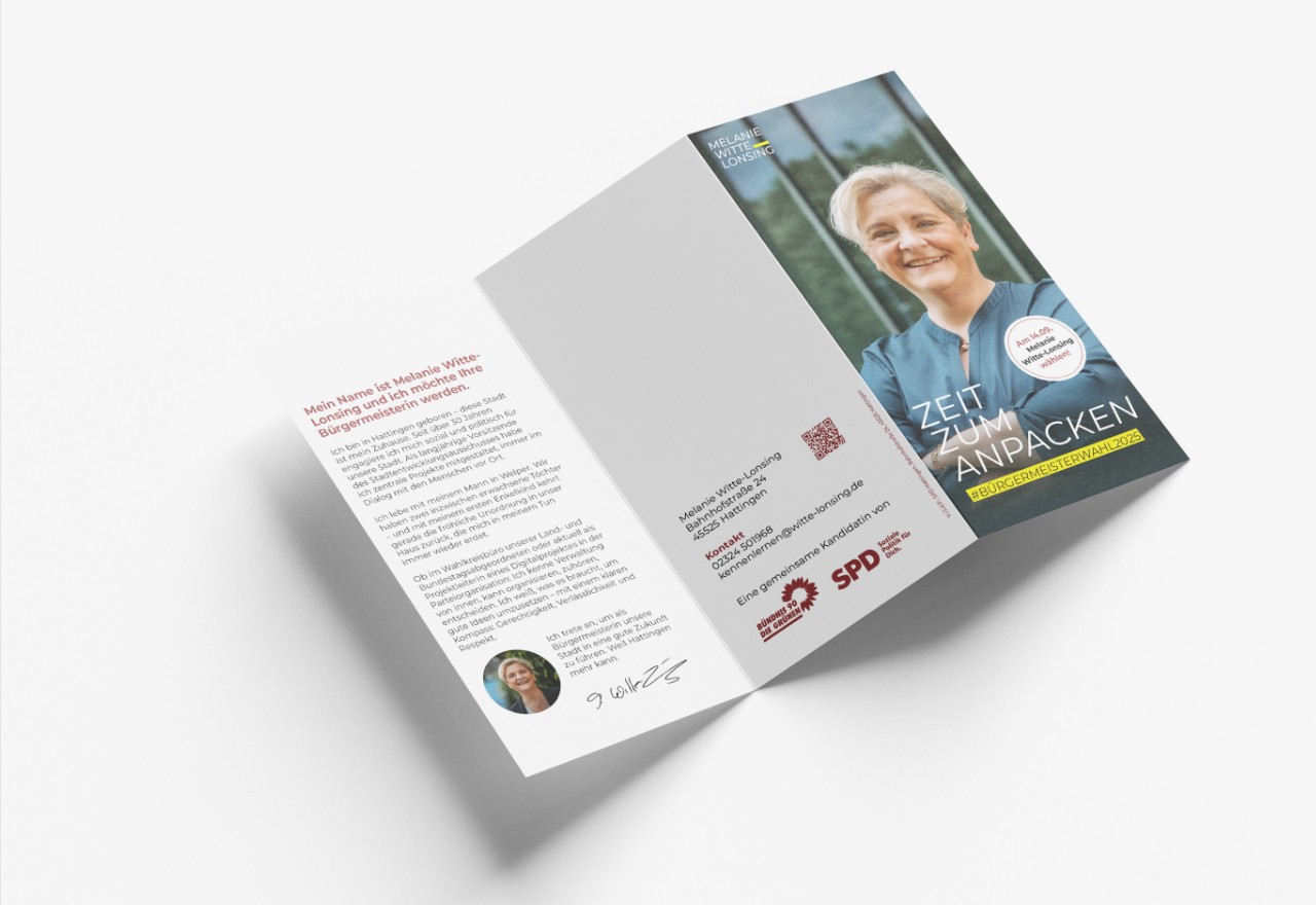 Aufgefalteter Wahlkampfflyer